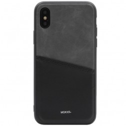 „MOKKA“ Svelte ādas apvalks - melns / peleks (iPhone X / Xs)