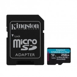 „Kingston“ Canvas Go Plus MicroSD atmiņas karte - 256 Gb (10 Klase) + SD adapteris