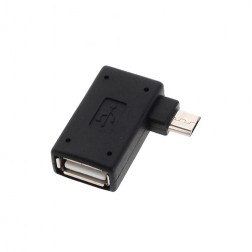 Micro USB OTG stūrains (labais) adapteris - melns
