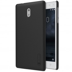 „Nillkin“ Frosted Shield apvalks - melns + ekrāna aizsargplēve (Nokia 3)