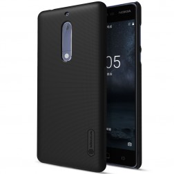 „Nillkin“ Frosted Shield apvalks - melns + ekrāna aizsargplēve (Nokia 5)