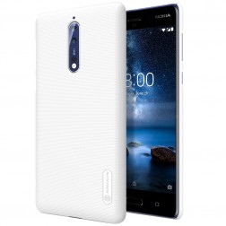 „Nillkin“ Frosted Shield apvalks - balts + ekrāna aizsargplēve (Nokia 8)