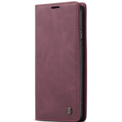 "CaseMe" Retro solīds atvēramais ādas maciņš - bordo (OnePlus 8T)