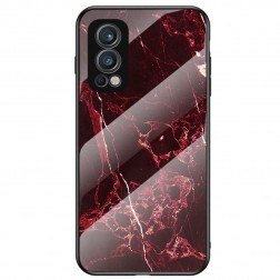 „Marble“ cieta silikona (TPU) apvalks - melns / sarkans (OnePlus Nord 2)