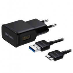 „Samsung“ sienas lādētājs (2 A) - melns + micro USB 3.0 vads