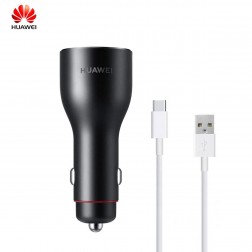 „Huawei“ Super Charge Dual-Port autolādētājs - melns + Type-C USB vads (Max 22.5W)