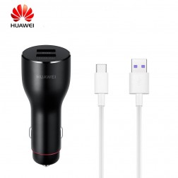 „Huawei“ Super Charge Dual-Port autolādētājs - melns + Type-C USB vads (Max 40W)