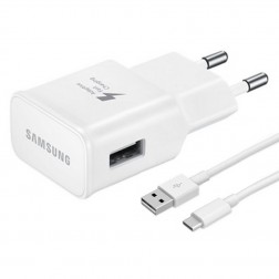 „Samsung“ Fast Charge EP-TA20EVE sienas lādētājs (2 A) - balts + USB Type-C vads