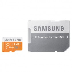 „Samsung“ Evo MicroSD atmiņas karte - 64 Gb (10 Klase) + SD adapteris