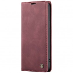 "CaseMe" Retro solīds atvēramais ādas maciņš - bordo (Galaxy A16)