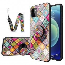 „Pattern“ cieta silikona (TPU) apvalks - krāsains + telefona virviņa + turētājs (Galaxy A22 5G)
