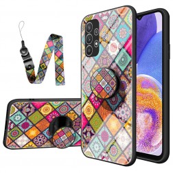 „Pattern“ cieta silikona (TPU) apvalks - krāsains + telefona virviņa + turētājs (Galaxy A23 5G / A23 4G)