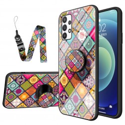 „Pattern“ cieta silikona (TPU) apvalks - krāsains + telefona virviņa + turētājs (Galaxy A33 5G)