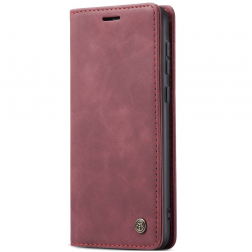 "CaseMe" Retro solīds atvēramais ādas maciņš - bordo (Galaxy A36)