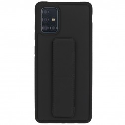 „Finger Grip“ Kickstand cieta silikona (TPU) apvalks - melns (Galaxy A51)
