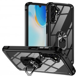 „Fashion“ Kickstand cieta silikona (TPU) apvalks - dzidrs / melns (Galaxy A55)