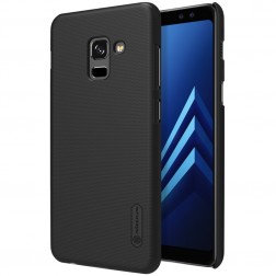 „Nillkin“ Frosted Shield apvalks - melns + ekrāna aizsargplēve (Galaxy A8+ 2018)
