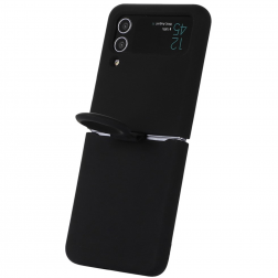 "Dechen" Ring Kickstand cieta silikona (TPU) apvalks - melns (Galaxy Z Flip4)