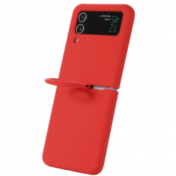 "Dechen" Ring Kickstand cieta silikona (TPU) apvalks - sarkans (Galaxy Z Flip4)