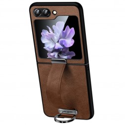 "SULADA" Leather Kickstand ādas apvalks - brūns (Galaxy Flip6 5G)