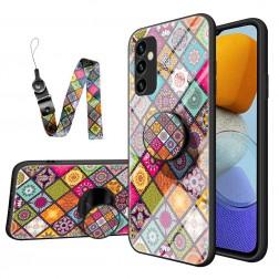 „Pattern“ cieta silikona (TPU) apvalks - krāsains + telefona virviņa + turētājs (Galaxy M23 / F23)