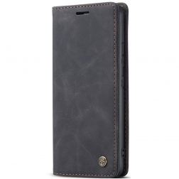 "CaseMe" Retro solīds atvēramais ādas maciņš - melns (Galaxy S10 Lite)