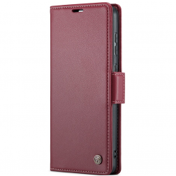 "CaseMe" Retro solīds atvēramais ādas maciņš - bordo (Galaxy S20+)