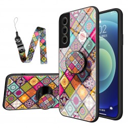 „Pattern“ cieta silikona (TPU) apvalks - krāsains + telefona virviņa + turētājs (Galaxy S21 FE 5G)