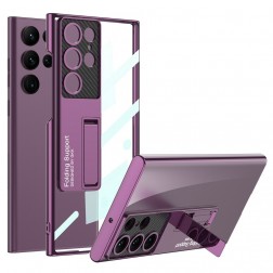 „GKK“ Kickstand plastmasas dzidrs apvalks - violets (Galaxy S23 Ultra)