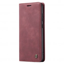 „CaseMe“ Retro solīds atvēramais ādas maciņš - bordo (Galaxy S24+)