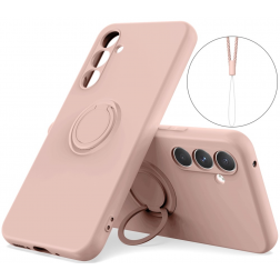 "Dechen" Ring Kickstand cieta silikona (TPU) apvalks - rozs (Galaxy S24)