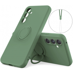"Dechen" Ring Kickstand cieta silikona (TPU) apvalks - zaļš (Galaxy S24)