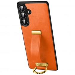 "SULADA" Leather Kickstand ādas apvalks - oranžs (Galaxy S25)
