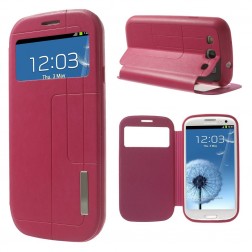 Atvēramais „View Window“ stila maciņš - rozs (Galaxy S3)