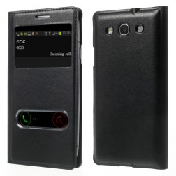 „Smart Window“ atvēramais ādas maciņš - melns (Galaxy S3)
