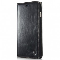 „CaseMe“  solīds atvēramais ādas maciņš - melns (Galaxy S5 mini)