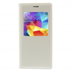 „Smart Window“ atvēramais ādas maciņš - balts (Galaxy S5 mini)