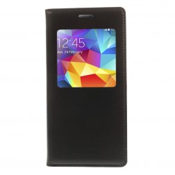„Smart Window“ atvēramais ādas maciņš - melns (Galaxy S5 mini)
