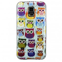 „Owls“ cieta silikona (TPU) apvalks - krāsains (Galaxy S5 / S5 Neo)
