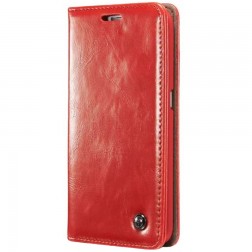 „CaseMe“ solīds atvēramais ādas maciņš - sarkans (Galaxy S6 Edge)