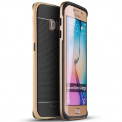 „IPAKY“ cieta silikona (TPU) apvalks - melns / zelta (Galaxy S6 Edge)