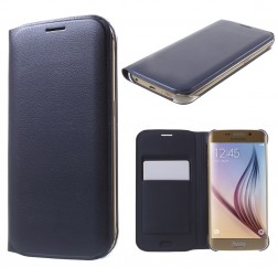 „Smart Wallet“ atvēramais ādas maciņš - zelta (Galaxy S6 Edge)