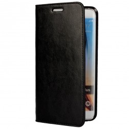 „Faux Leather“ solīds atvēramais ādas maciņš - melns (Galaxy S6 Edge+)