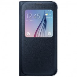 „Samsung“ S View Cover atvērams maciņš - melns (Galaxy S6)