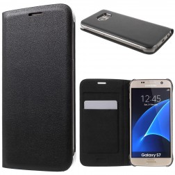„Smart Wallet“ atvēramais ādas maciņš - melns (Galaxy S7)