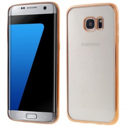 Cieta silikona (TPU) dzidrs apvalks - zelta (Galaxy S7 edge)
