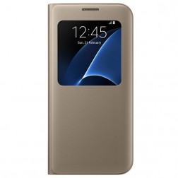 „Samsung“ S View Cover atvērams maciņš - zelta (Galaxy S7 Edge)