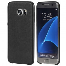 „Rock“ Slim Leather ādas apvalks - melns (Galaxy S7 Edge)
