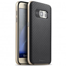 „IPAKY“ cieta silikona (TPU) apvalks - melns / zelta (Galaxy S7)