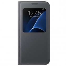 „Samsung“ S View Cover atvērams maciņš - melns (Galaxy S7)